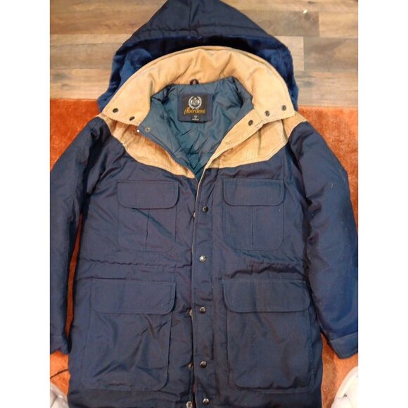 Vintage‎ Aberdeen  Faux Fur Lined Hoodie Jacket Coat Corduroy Parka Mens 2 Tone - Picture 1 of 12